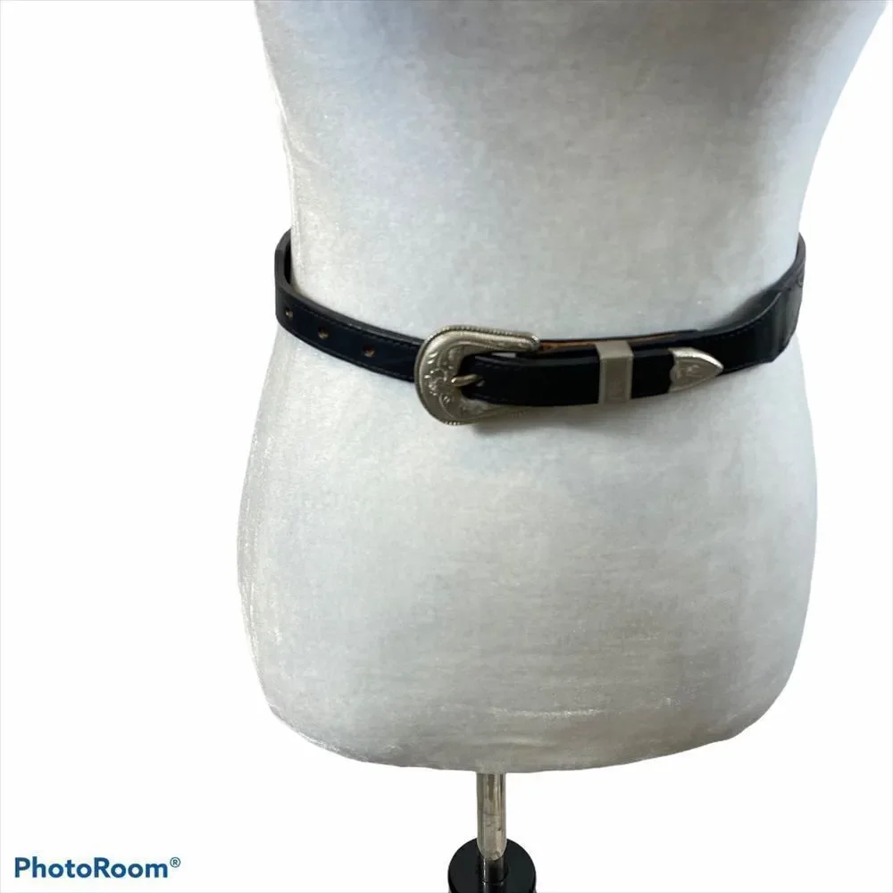 NWOT Brushy Creek Serape Black Leather Belt 28‎